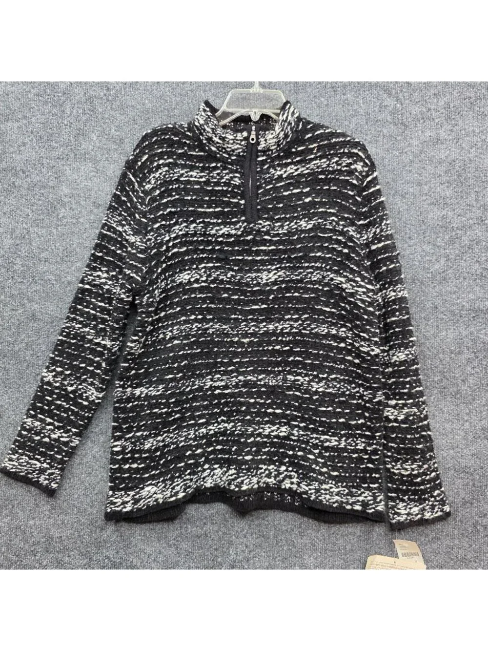 Vintage Koret Marled Wool Sweater M Black Deadstock Whimsygoth Preppy Outdoor